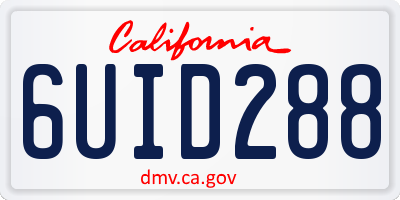 CA license plate 6UID288