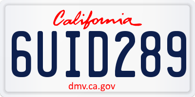 CA license plate 6UID289