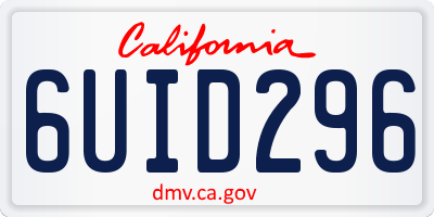 CA license plate 6UID296