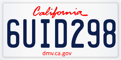 CA license plate 6UID298