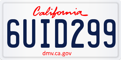 CA license plate 6UID299
