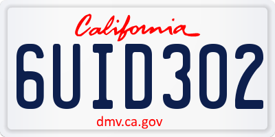 CA license plate 6UID302