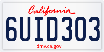 CA license plate 6UID303