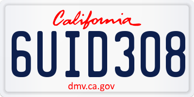 CA license plate 6UID308