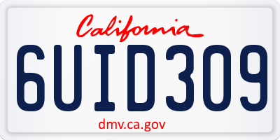CA license plate 6UID309