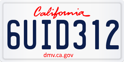 CA license plate 6UID312