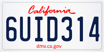 CA license plate 6UID314