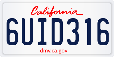 CA license plate 6UID316