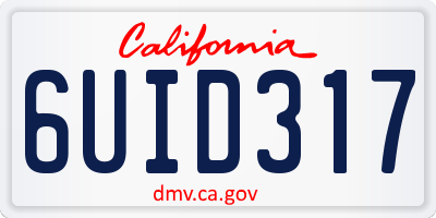 CA license plate 6UID317