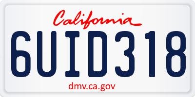 CA license plate 6UID318