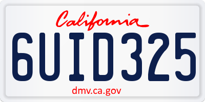 CA license plate 6UID325
