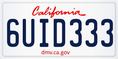 CA license plate 6UID333