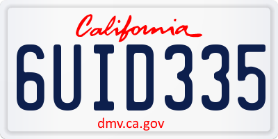 CA license plate 6UID335