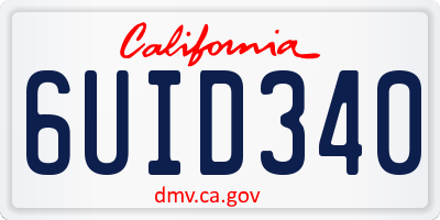 CA license plate 6UID340