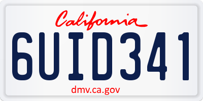 CA license plate 6UID341