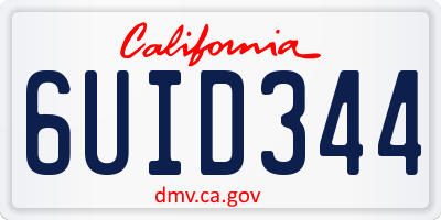 CA license plate 6UID344
