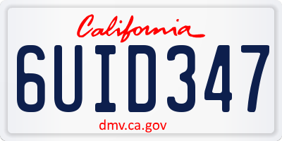 CA license plate 6UID347