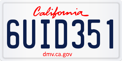 CA license plate 6UID351