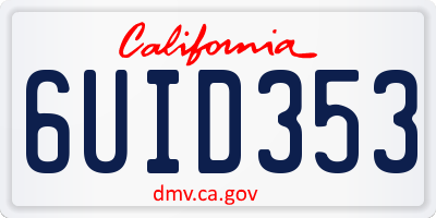 CA license plate 6UID353