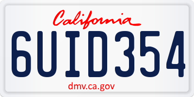 CA license plate 6UID354