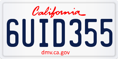 CA license plate 6UID355