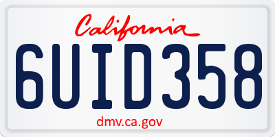 CA license plate 6UID358