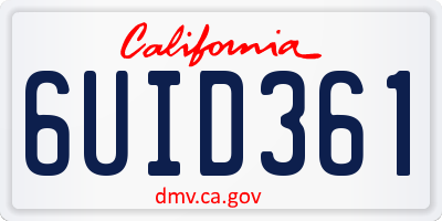 CA license plate 6UID361