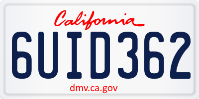 CA license plate 6UID362