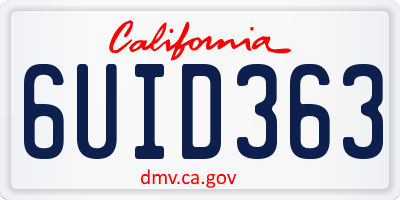 CA license plate 6UID363