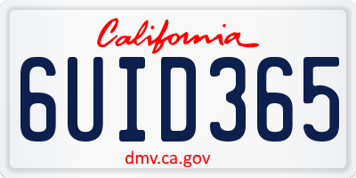 CA license plate 6UID365