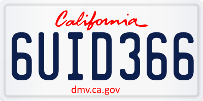 CA license plate 6UID366