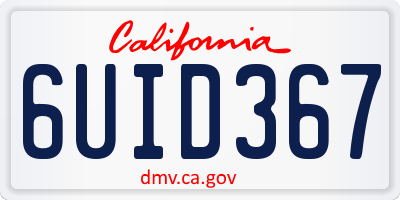 CA license plate 6UID367