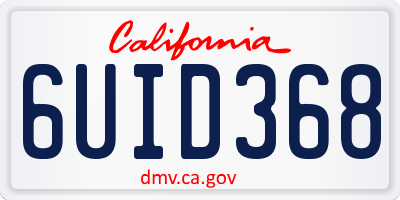 CA license plate 6UID368