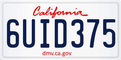 CA license plate 6UID375
