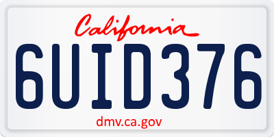 CA license plate 6UID376