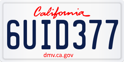 CA license plate 6UID377