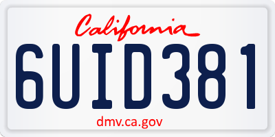 CA license plate 6UID381