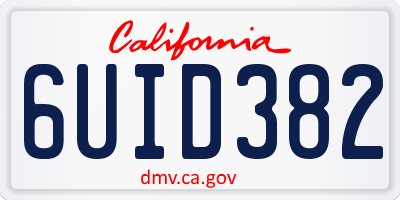 CA license plate 6UID382