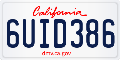 CA license plate 6UID386