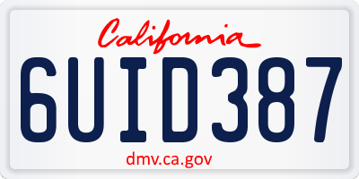 CA license plate 6UID387
