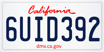 CA license plate 6UID392