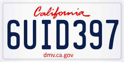 CA license plate 6UID397