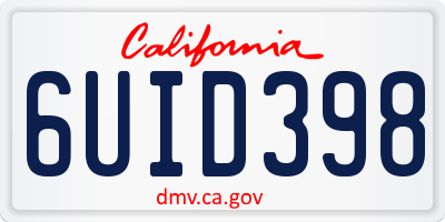 CA license plate 6UID398