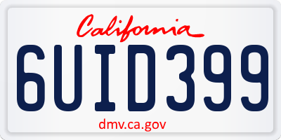 CA license plate 6UID399