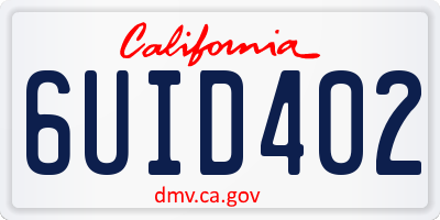 CA license plate 6UID402