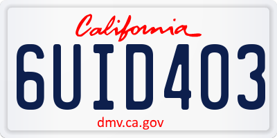 CA license plate 6UID403