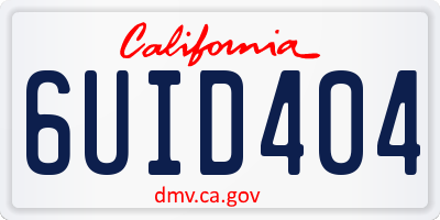 CA license plate 6UID404