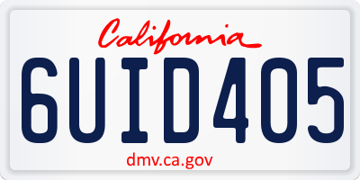 CA license plate 6UID405