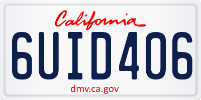 CA license plate 6UID406