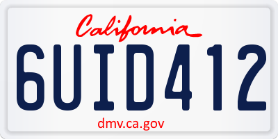 CA license plate 6UID412